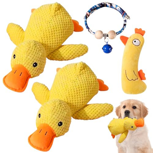 TECHEEL 2 Stück Anti Stress Ente für Hunde Hundespielzeug Enten Unzerstörbar Hundespielzeug Anti Stress Ente Hund Kuscheltier Soundspielzeug Dog Toy Für Drinnen Und Draußen