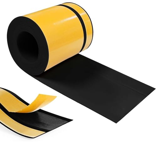 Hengrongshen Battiscopa, Facile Installazione Adesivo Autoadesivo 70 mm x 20 mm x 18 m, Battiscopa in pvc per Cucina Bagno Garage, Nero