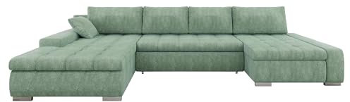 Mirjan24 Ecksofa Caro, Elegante U-Form Couch, Eckcouch mit Bettkasten und Schlaffunktion, Polsterecke, Couchgarnitur, Bettsofa für Wohnzimmer Wohnlandschaft (Coral 55)