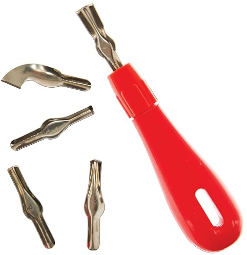 Baker Ross FN477 Lino Cutters & Handle Set - Pack of 1, Lino Arts and Crafts Starter Tools for Beginners and Kids