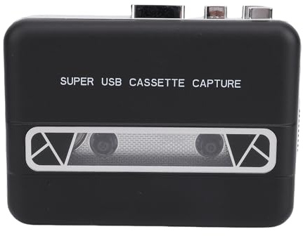 Annadue Tragbarer Kassettenspieler mit Integriertem Lautsprecher, 3,5-mm-Buchse, USB-Konverter zu MP3 für PC/Laptop, Klebeband Zum Digitalen Audio-Recorder