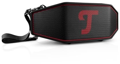 Teufel ROCKSTER Cross 2 Enceinte Bluetooth Portable pour l'intérieur et l'extérieur, avec Longue durée de Vie de la Batterie jusqu'à 38 Heures, IPX5 protégé Contre Les Projections d'eau - Black & Red