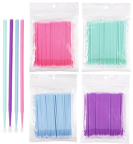 800 Stück Micro Applikatoren Pinsel für Makeup, Reinigung, Dental und Oral | Microbrush Stäbchen, Microbrush Wimpernverlängerung, Einweg Wimpernverlängerung Pinsel (Rosa/Blau/Violett/Mintgrün)