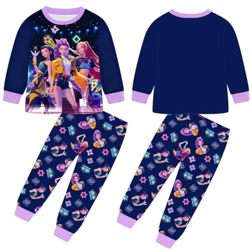Funykiding Kids Movie Singer Star Sporting Tracksuits,Girls Daily PJS Casual Long Sleeves Tops + Pants Suits,Girls Holiday Party Suits (Violet,5 Years)