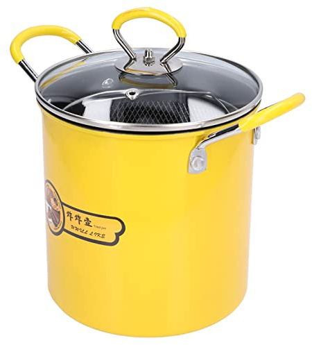 Generic Olla Freidora Japonesa de Acero Inoxidable con Tapa de Filtro de Aceite, Mini Sartén de 3 Litros para Cocina Casera, Revestimiento Antiadherente, para Estufa de Gas/cocina de Inducción, 9,5