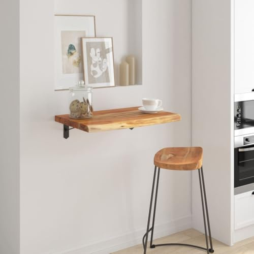 mtlskopl Mensola da parete 40 x 40 x 3,8 cm, in legno massiccio di acacia con bordo naturale, quadrata, portata 75 kg, moderna mensola in legno massello per ufficio, soggiorno, cucina, balcone