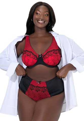 Ulla Popken Damen große Größen Übergrößen Plus Size String-Panty, Stickerei, Mikrofaser Salsa 46+ 845347530-46+