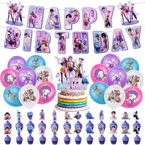 Gsnoniwi Geburtstagsdeko Mädchen Junge, Premium Deko Geburtstag Set, Party Jamboree Dekoration, Geburtstagsdeko Luftballon & Tortendeko, Geburtstags-Banner für Mottoparty