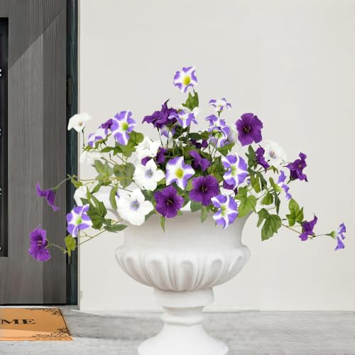 2 Bündel Groß Kunstblumen wie Echt, 60cm Breit Künstliche Blumen Outdoor Wetterfest Petunien Seidenblumen UV-beständig Balkonpflanzen Fake Blumenstrauß für Draußen Innen Sommer Frühlingsdeko Garten