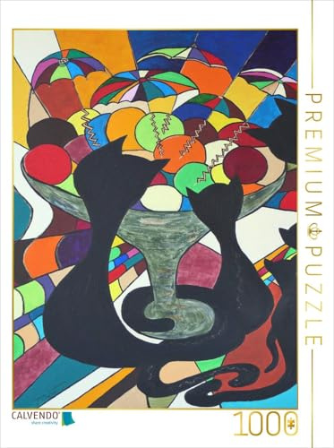 CALVENDO Puzzle Nasch-Kätz, Petra Kolossa, Acryl auf Leinwand, 70x50, 2015 | 1000 Teile Lege-Größe 48 x 64 cm Foto-Puzzle für glückliche Stunden