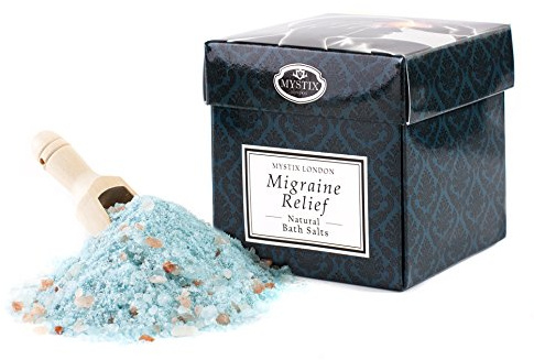 Mystix London | Migraine Relief - 100% Natural Bath Salts | A Medley of Epsom, Dead Sea Mineral and Himalayan Pink Salts | Perfect as a Gift | Handmade in UK
