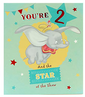 uk greetings 2nd Birthday Card - Dumbo Birthday Card Aged 2 - Cute Elephant 2nd Birthday Card - Birthday Girl Card - Birthday Boy Card - Disney Birthday Gifts - Birthday Gifts Aged 2,626004-0-1