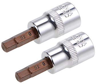 sourcing map 2 Pcs 3/8 Drive x 6mm Hex Bit Socket, Standard Metric, S2 & Cr-V Steel