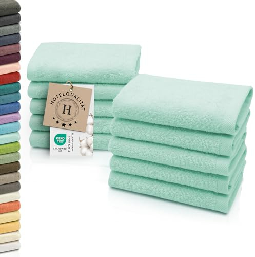 ZOLLNER 10er Set Seiftücher - weiche und saugstarke Waschlappen - waschbar bis 95°C - Baumwolle - 30x30 cm in Mint
