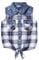 Bienzoe Fille Plaid Denim sans Manches Décontractée Chemisier Noir/Blanc 18