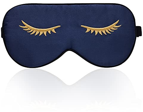 townssilk Silk Sleep mask with Adjustable Strap,Comfortable and Super Soft Eye mask Ultimate Sleeping aid navyblue pattern4