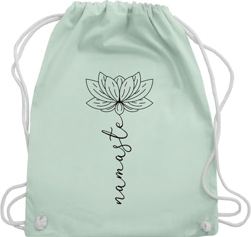 Turnbeutel Rucksack - und Wellness - Namaste Lotusblüte I Geschenk Yoga - Unisize - Pastell Grün - turnen tasche gym bag sportbeutel backpack taschen baumwolltasche baumwolle stoff baumwoll beutel
