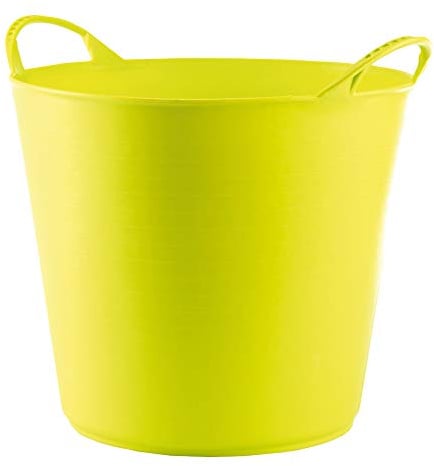 RED HOG Gartenkorb Kunststoff 26L Griffe Haltbarkeit: 120 kg Flexi Bag Wäschekorb Rund Behälter für Haus, Garten, Gebäude, Superstark, Mehrzweck, Verstärkungsrippen, Rissbeständig, Pistazie