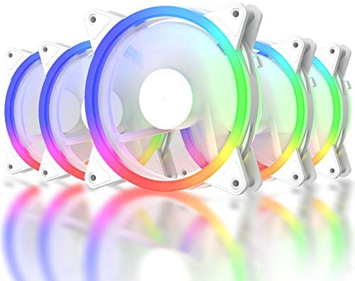 upHere 120mm RGB LED Computer Case PC Cooling Fan, ultra Quiet High Airflow Adjustable Color LED Case Fan with remote controller 5 Pack,RGB06-5