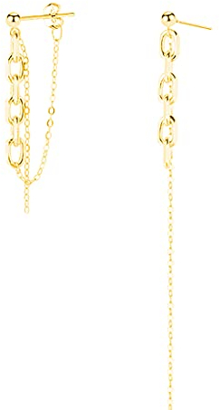 SLUYNZ 925 Sterling Silber Kette Ohrringe für Frauen Damen Asymmetrische Quaste Ohrringe (Gelb)