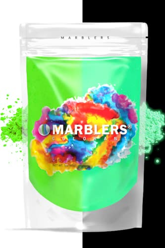 MARBLERS Glow in the Dark Mica Powder [Glow Green] 3oz (85g) | UV Glow Pigment | Non-Toxic | Blacklight Luminous Dye for Nail Polish, Resin, Acrylic Paint, Epoxy, Soap, Candle, Slime | Cruelty-Free