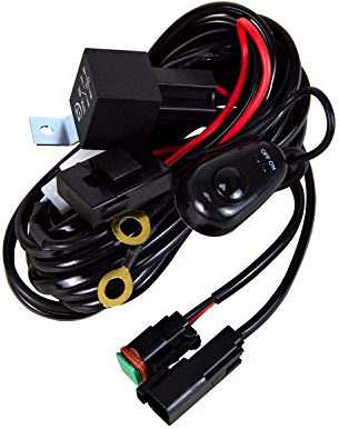 PICAA Nebelscheinwerfer Kabelbaum Wasserdichter Kabelsatz Relais Adapter Min DT Verbinder ON/OFF 2-Lead für LED Arbeitsscheinwerfer, KFZ, ATV, Off Road, Arbeitslicht Lichtleisten12V/40A (für 2 Lampe)