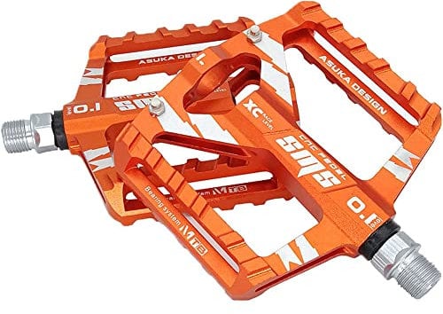 Universal-Mountainbike-Pedale aus Aluminiumlegierung mit Vollständig Abgedichteten Lagern und 4 Anti-Rutsch-Stiften (Orange)