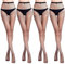 WOOKIT 4 Pares Medias De Rejilla Sexy Cruzada Medias De Red Pantimedias De Malla Para Mujeres Fishnet Tights Negro-4PCS-Malla pequeña