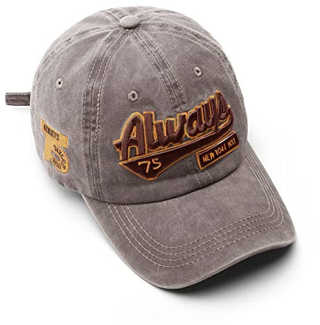 YAMEE Baseballkappe Always 75 New York City bestickt gewaschen Baseballmütze verstellbar Vintage Dad Hat, coffee, One size