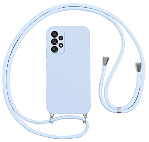 Vauki Funda con Cuerda para Samsung Galaxy A53 5G, Carcasa Silicona AntiChoque con Correa, Case con Ajustable Colgante Collar Cordón Suave Cuello para Samsung A53 5G Móvil Teléfono, Púrpura Claro