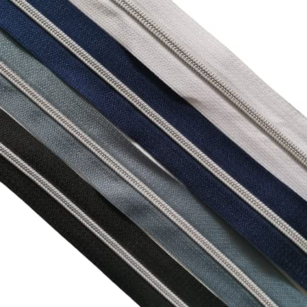 Jajasio Endlosreißverschluss mit Zipper (10stk) 3mm silber laufschiene weiss 5 Meter Reißverschluss Meterware
