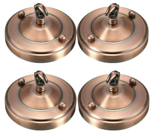 LEDSone Vintage Deckenrosette Hakenplatte für Kronleuchter, 108 mm Metallplatte im Antik-Look mit Zubehör für Decken-/Wandlampen (4er-Pack, Kupfer) [Energieklasse A+++]