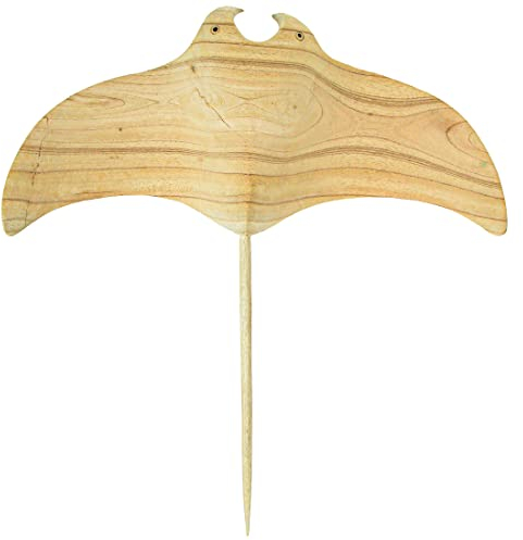 Zeckos Handgeschnitzte natürliche braune Holz-Stachelrochen-Wand-Skulptur: Küsten-Manta-Rochen, Heimdekoration, Kunst, perfekt für die Verwandlung Ihres Raumes, 55,9 cm lang