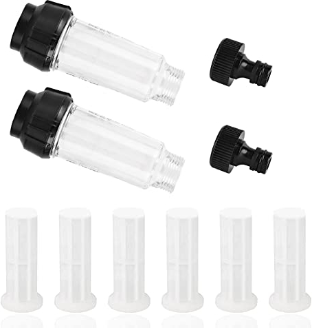 Filtre à Eau pour Nettoyeur Haute Pression, 2 Pièces Filtre à eau avec Insert de Filtre, 3/4 Nettoyeur Filtre Tuyau Arrosage, Filtre pour Nettoyeur pour Pompe Jardin, Arrosage de Jardin, Camping-Car