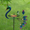 HapiGarden 81,3 cm Höhe Pfau Vogeltränke, kleine Glas-Vogelfutterstation für Outdoor-Garten, Vogeltränke Teller mit Metallpfahl