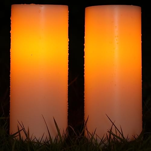 CXMYKE 25 x 10 CM Solar Stumpen Kerzen Outdoor Wasserdicht - Wiederverwendbare Solarbetriebene Große Flammenlose Kerzen mit Dämmerungssensor - Ideal für Laterne, Garten Camping - Set von 2