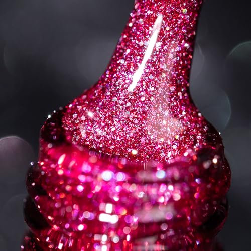 BURANO Reflektierender UV-Nagellack 7.3ml, Diamond Nail Glitter Gel Polish, Sparkly Sommer Herbst Farbe, Holografischer Glitter (JL17)