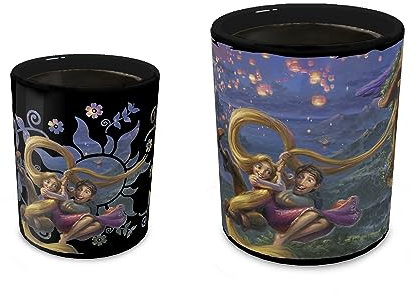 Morphing Mugs Disney – Tangled – Rapunzel and Flynn Rider – One 16 oz Heat Sensitive Clue Mug – Full Image Revealed When HOT Liquid Is Added