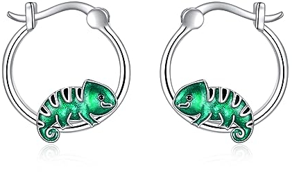 Chamäleon Creolen Ohrringe 925 Sterling Silber Niedliche Chamäleon Ohrringe Schmuck Geschenke für Damen Mädchen (Chamäleon)