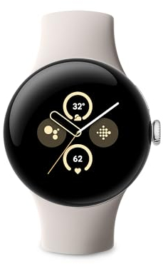 Pixel Watch 2 – il meglio di e Fitbit – Misurazione della frequenza cardiaca, gestione dello stress, funzioni di sicurezza – Android – Cassa in alluminio in argento lucido – Cinturino sportivo in