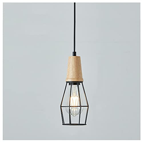 AnraM Luces colgantes Isla de cocina Industrial Retro Negro Vintage Lámpara de techo E27 Casquillo Jaula de metal rústico para comedor Dormitorio Sala de estar Bar Hotel,Negro Better life