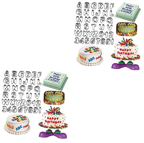BESTonZON Alphabet-Form 74 Stück Ausstechformen Keksformen Buchstabenformen Zahlen Kuchenform Edelstahl-Kuchenform Alphabetform Buchstaben Kuchenform Kekse Fondant Glasur