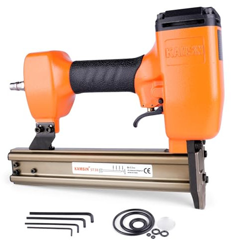 KAMSIN ST38H 14 Gauge Pneumatic Concrete T Nailer With Safety Lock,3/4-Inch to 1-1/2-Inch(18mm-38mm) Leg Length Air Heavy Duty Concrete T Nails Gun, Brad Nail Gun for Woodworking, Crafts, Furniture