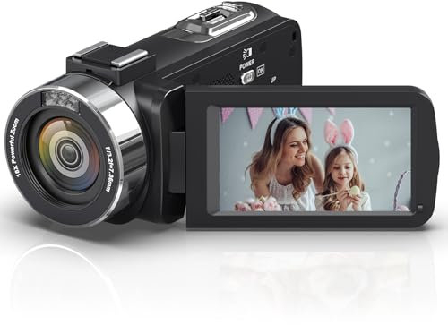 RXVNPXI Camcorder Video Camera 4K HD 48MP 18X Digital Camcorder 3.0'' Touch Screen Vlogging Camera for YouTube IR Night Vision Camcorder with Stabilizer, Remote Control, Microphone, 32GB Card