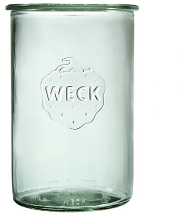 Weck Lot de 6 bocaux cylindriques en verre de 1000 ml - Pour la conservation des jus, conservation hermétique des ingrédients secs