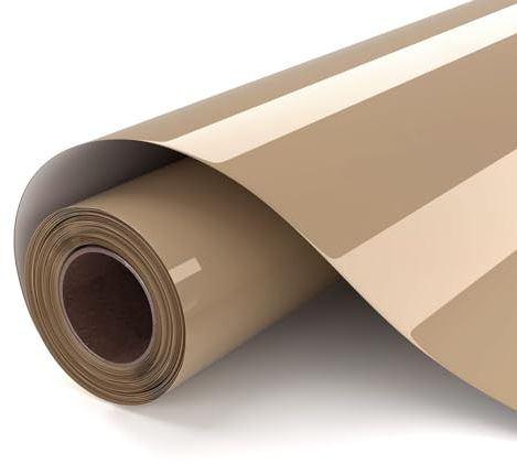 UIOK Vinilo Textil Termoadhesivo, Caqui Claro Vinilo Textil 30.5x182cm HTV Vinilo de Transferencia de Calo para Cricut, Caqui Claro Vinilo Termoadhesivo Textil para DIY Camisetas y Más Telas