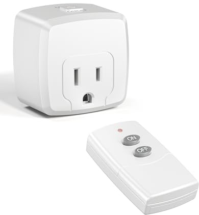 HBN Remote Control Outlet Plug – Use Indoors or Outdoors in Covered/Dry Areas (Not Waterproof), 12V A23 Battery Included, 15A/1875W, 1 Outlet+1 Remote, 100FT RF Range