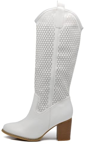 IF Fashion Scarpe da Donna Stivali Primaverili Estivi Punta Camperos Polpaccio G627 bianco N.39