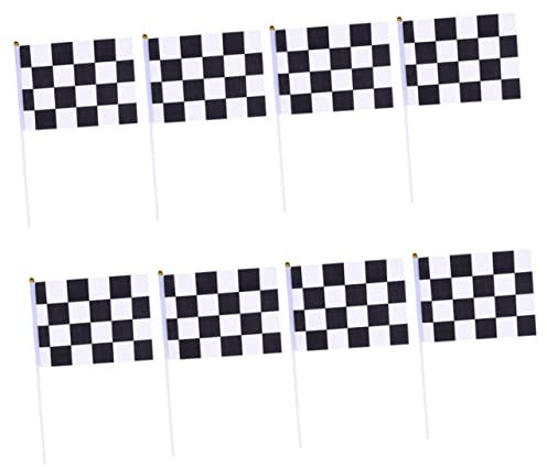 Yardwe 24stücke Karierte Rennflaggen Aus Polyester Mit Stick Schwarz Und Weiß Grid Kompakt Und Leicht Zum Winken