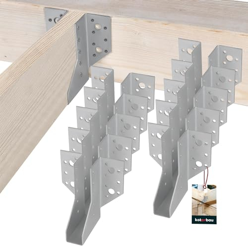 KOTARBAU Set di 10 scarpe per travi, 25 x 117 mm, connettori in legno in acciaio zincato, per travi, per travi in legno